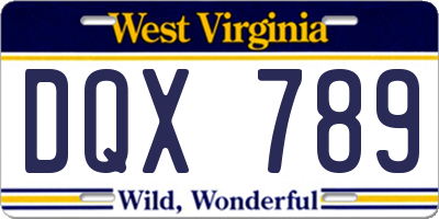 WV license plate DQX789