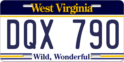 WV license plate DQX790