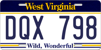 WV license plate DQX798