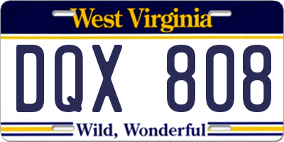 WV license plate DQX808