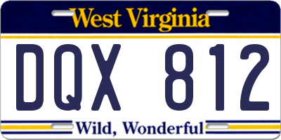WV license plate DQX812