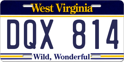 WV license plate DQX814
