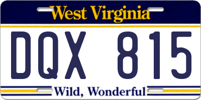 WV license plate DQX815
