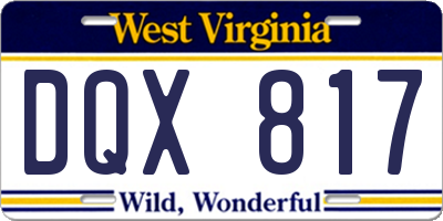 WV license plate DQX817