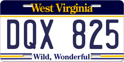 WV license plate DQX825