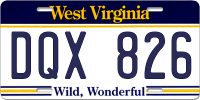 WV license plate DQX826