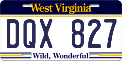WV license plate DQX827