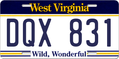WV license plate DQX831
