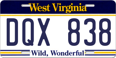 WV license plate DQX838