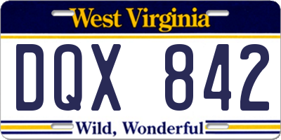 WV license plate DQX842