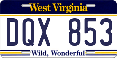WV license plate DQX853