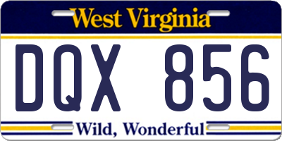WV license plate DQX856