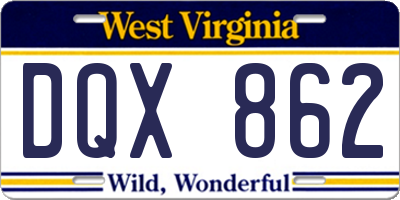 WV license plate DQX862