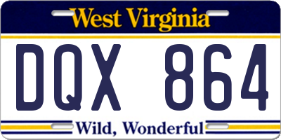 WV license plate DQX864