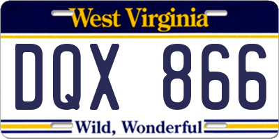 WV license plate DQX866