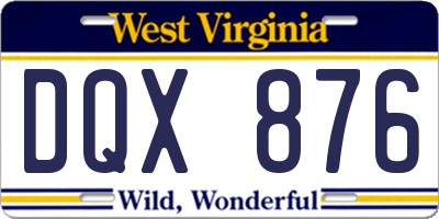 WV license plate DQX876