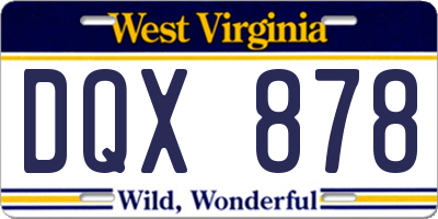 WV license plate DQX878