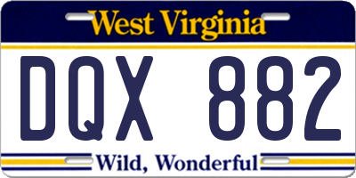 WV license plate DQX882