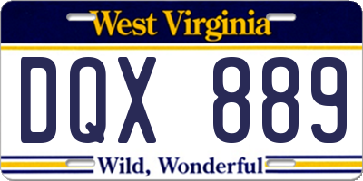 WV license plate DQX889