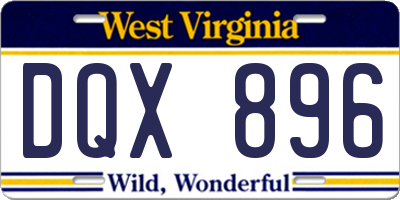 WV license plate DQX896
