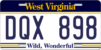 WV license plate DQX898