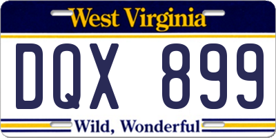 WV license plate DQX899