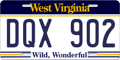 WV license plate DQX902