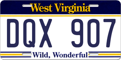 WV license plate DQX907