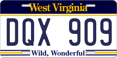 WV license plate DQX909