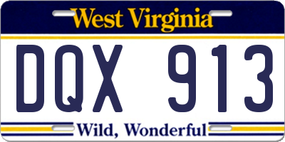 WV license plate DQX913