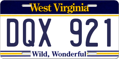 WV license plate DQX921
