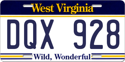 WV license plate DQX928