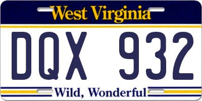 WV license plate DQX932