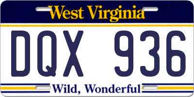 WV license plate DQX936