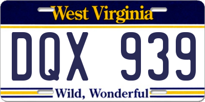 WV license plate DQX939
