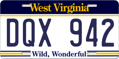 WV license plate DQX942