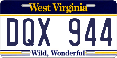 WV license plate DQX944