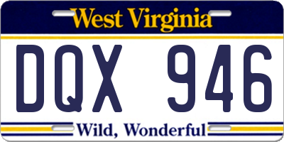 WV license plate DQX946