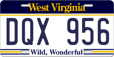 WV license plate DQX956
