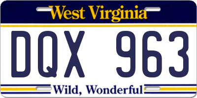WV license plate DQX963