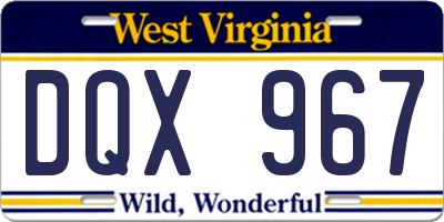 WV license plate DQX967