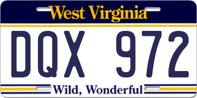 WV license plate DQX972