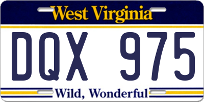 WV license plate DQX975