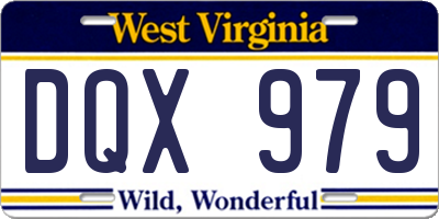 WV license plate DQX979