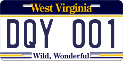 WV license plate DQY001