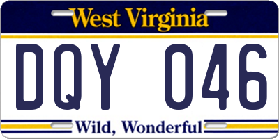 WV license plate DQY046