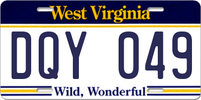 WV license plate DQY049