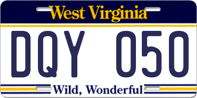 WV license plate DQY050