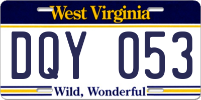 WV license plate DQY053