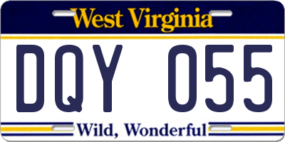 WV license plate DQY055
